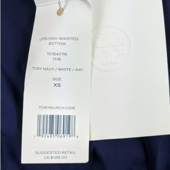 Tory Burch Lipsi High-Waisted Bottom, Navy/White, Women's XS - Picture 3 of 3